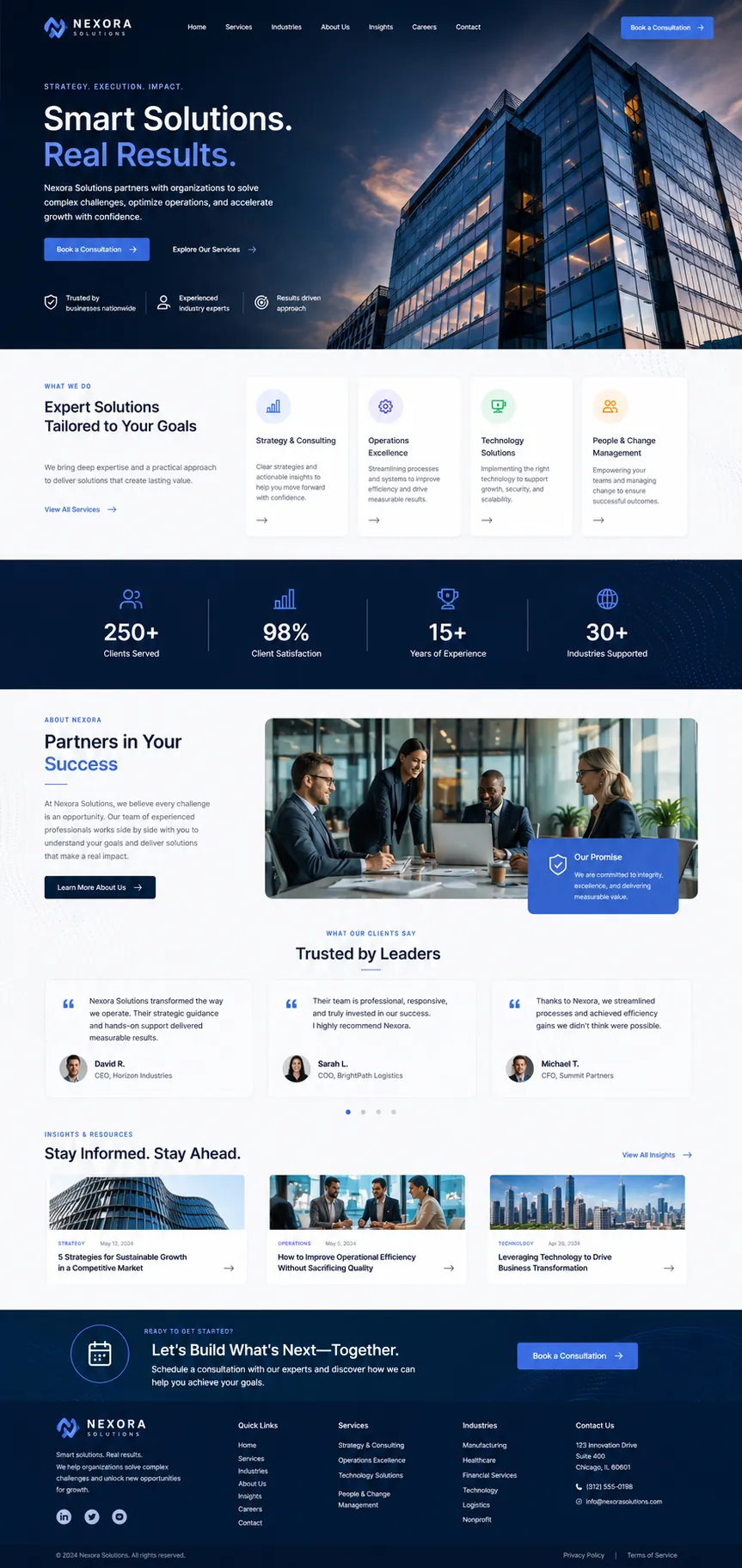 Illustrative example of a professional-services website design